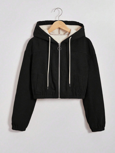 Campera Chaqueta Con Capucha Corderillo Corderoy Shein Stock