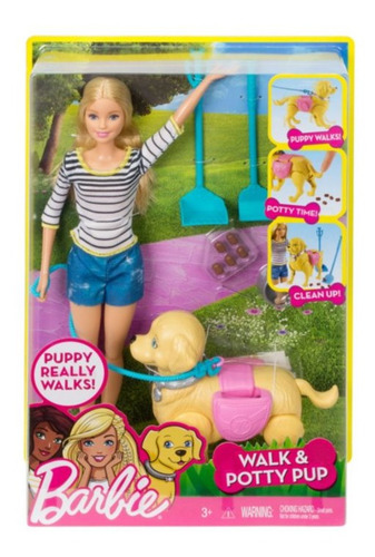 Imagen 4 de 4 de Barbie Walk & potty pup Mattel DWJ68