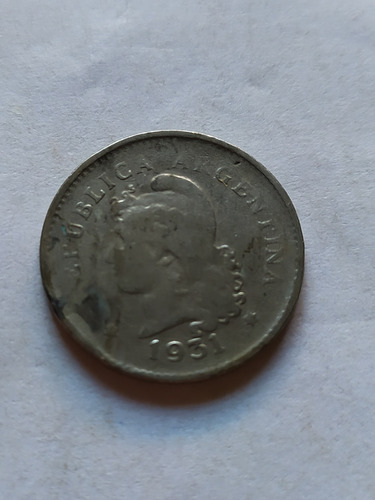 Moneda 10 Centavos Níquel 1931 Argentina 