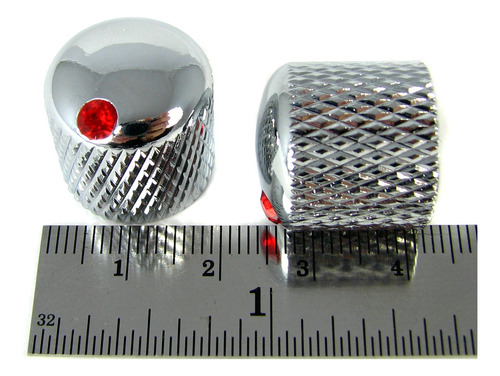 2-pack Potenciometro Perillas: Dome-top Knurled Cromado Ruby