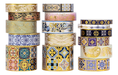 Set De Cintas Decorativas Vintage Washi Tape - 16 Rollo...