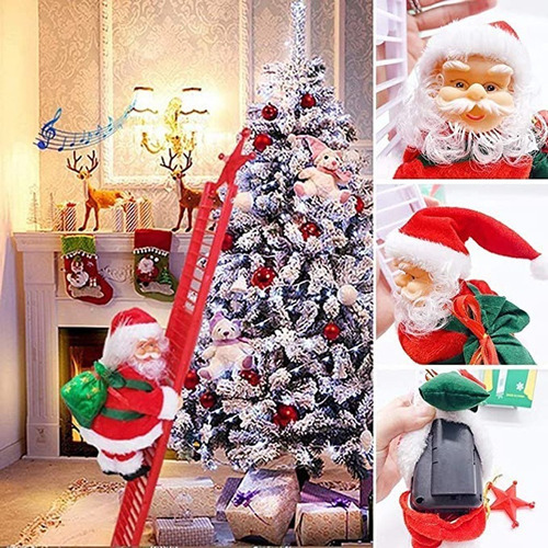 Imagen 1 de 7 de Papá Noel Sube La Escalera For Dar Regalos De Navidad A Los