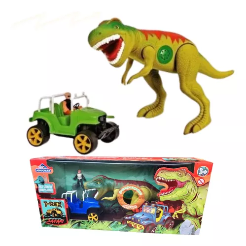 DINOSSAURO T-REX SAFARI COM SOM E JEEP - ADIJOMAR