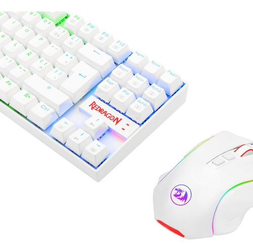 Kit Teclado Mouse Gamer Redragon K552rgb-ba-w-sp Kumara Griffin Rgb Color Blanco