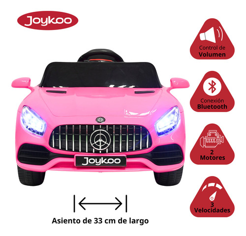 Montable Electrico Para Niños Mini Gt Luz Led Sonido 12v Rosa Joykoo