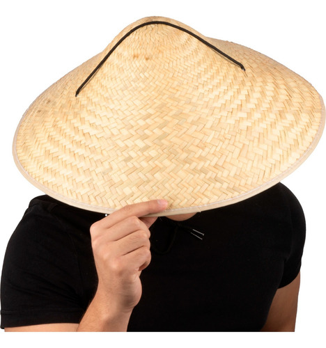 Sombrero De Paja Estilo Chino, Accesorio Para Disfraz Color Beige