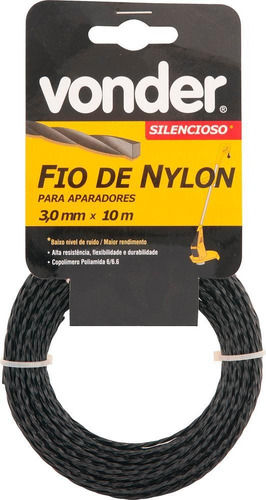 Fio De Nylon 3,0mmx10m Silencioso Para Roçadeiras E Aparador