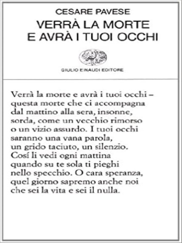 Verrà La Morte E Avrà I Tuoi Occhi, De Pavese, Cesare. Editora Einaudi, Capa Mole