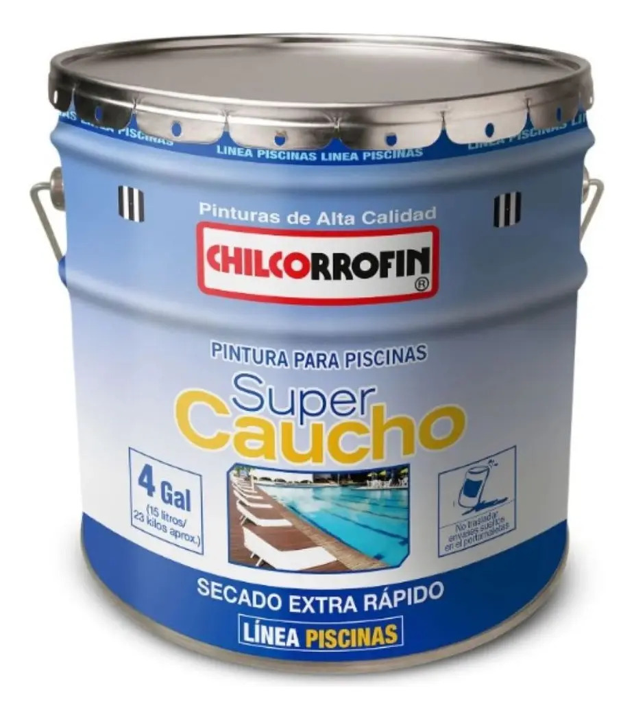 Pintura Piscina Chilcorrofin Super Caucho Celeste Agua 15L