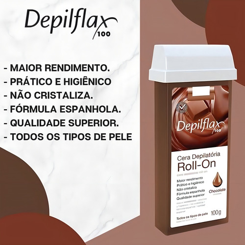 Kit 3 Refil Ceras Roll On Depilação Depilflax Chocolate 100g