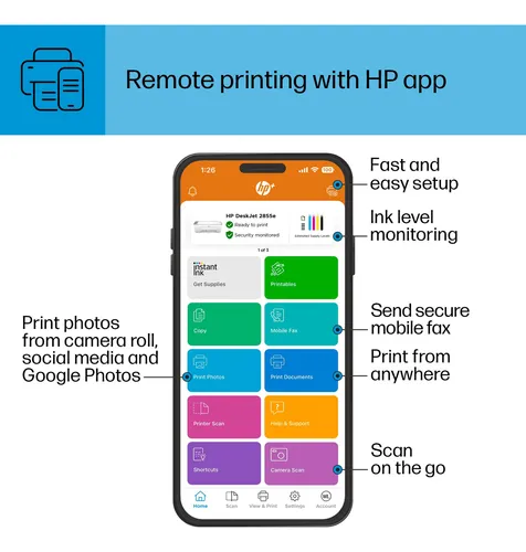 Impresora Hp Deskjet 2855e Inalámbrica Multifunción De Inyec