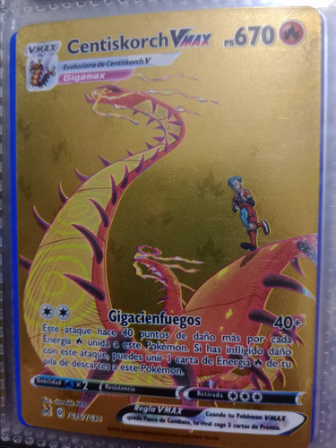 Proxy/repli Carta Pokemon Brillante Dorada Centiskorch Vmax 