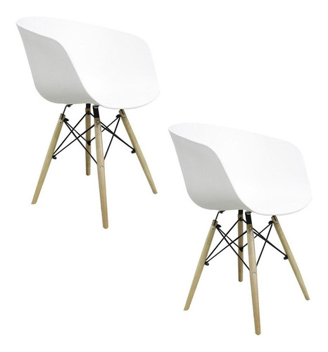 Set 2 Sillas Eames Con Apoyabrazos Blanca Moderna Comedor 