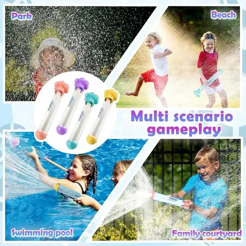 Pack De 6 Pistolas De Agua Con Efecto Fuegos Artificiales – Colores Aleatorios – Juguete Para Piscina, Playa Y Fiestas – Alta Presión Y Diseño Ergonómico Para Niños Y Adultos