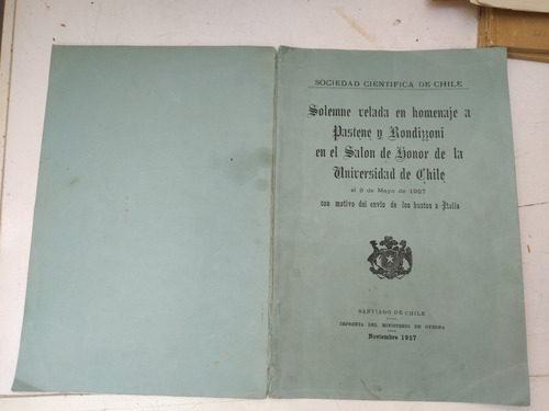 Libro Solemne Velada Homenaje Pastene Rondizzoni 1927 