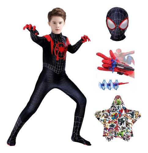 Cosplay Anime Spider Man Traje Traje Niño Hombres Ropa .