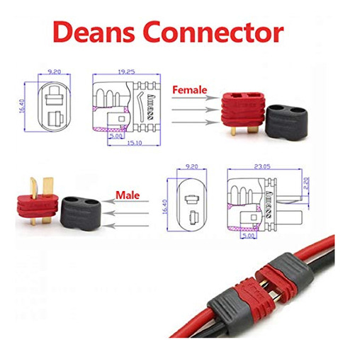 Deans Connector | Deans Plug | Conector T, Versión Mejorada,
