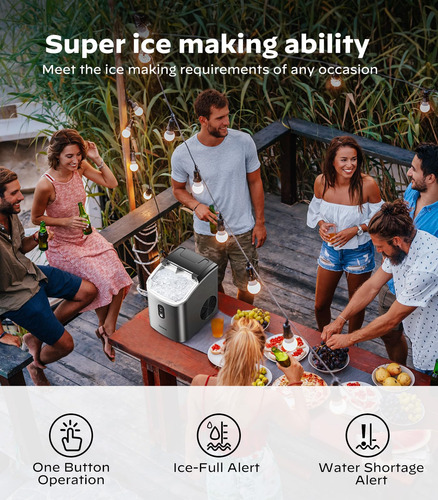 Máquina De Hielo Nugget Silonn Para Encimera, 3 Libras/24 H,