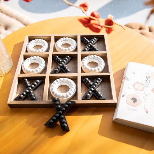 Genmous Mesa De Juego De Madera De Tic Tac Toe Para Niños Y