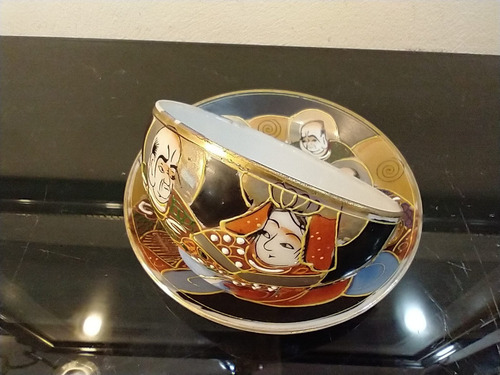 Imagen 3 de 10 de Antigua Taza De Té Y Plato Porcelana Japonesa Satsuma Geisha