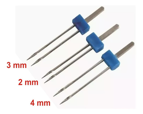 Imagen 2 de 2 de Aguja Doble Para Maquina Coser Familiar En Kit 3 Unidades