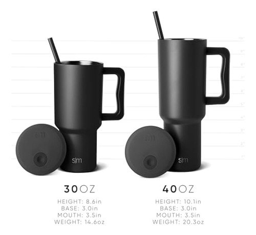 Simple Modern Vaso De 40 Onzas Con Asa Y Tapa Con