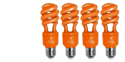 4 Paquete Bluex Cfl Bulbo Luz Naranja 13w Foco Espiral