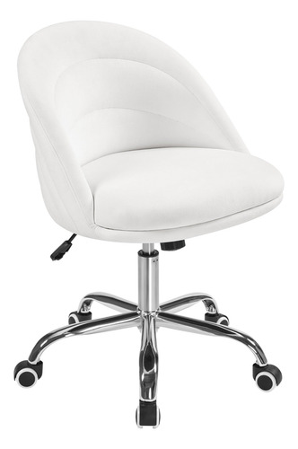 Silla De Escritorio Terciopelo Blanca Ajustable Con Ruedas