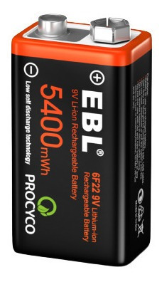 Pila Batería 9 V Recargable Usb 600 Mah Li-ion Micrófono