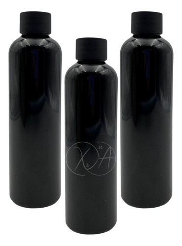 Envase Botellas Negro 125 Ml De Plastico Con Tapa Rosca 100