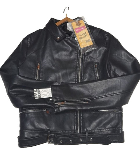 Campera Ecocuero Mujer Negra Moda Entallada Y Cruzada Yd