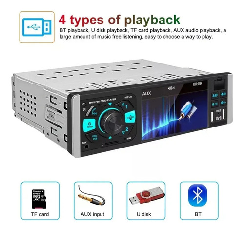 Estereo Con Pantalla 4p Mp5 Bt Usb Fm Sd Aux Negro