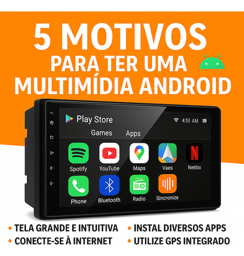 Central Multimídia Android Hb20 12 A 19 Usb Bluetooth