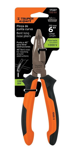 Pinza Punta Curva 6 Mango Comfort Grip, Truper Expert