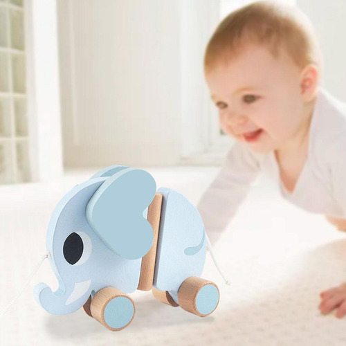 Baby Pull-along Walker Wobbled Design Pensativo De Madeira