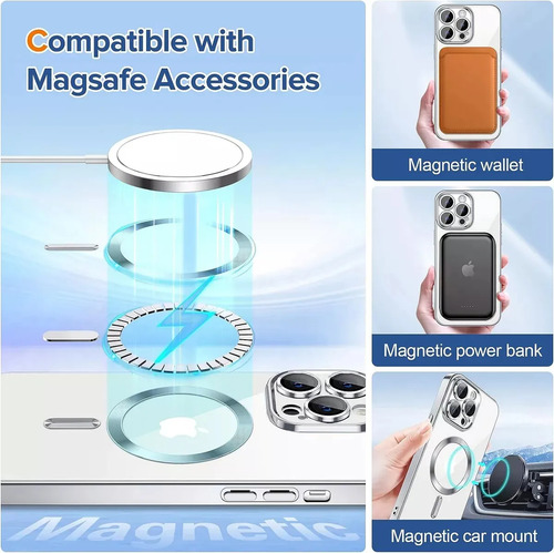 Funda Iphone 15 Pro Compatible Magsafe Protector De Cámara Violeta Magsafe Violeta