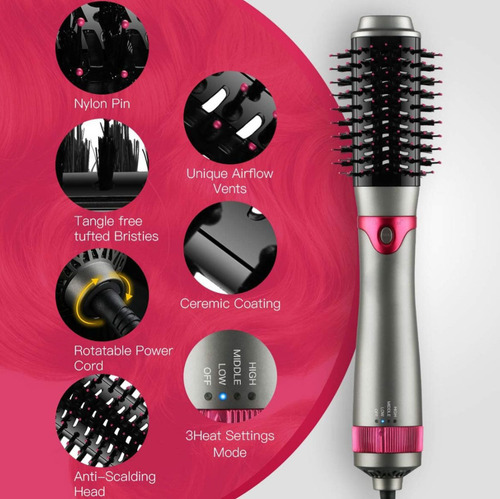 Secador De Pelo Cepillo 5 En 1 Profesional Nexpore Gris