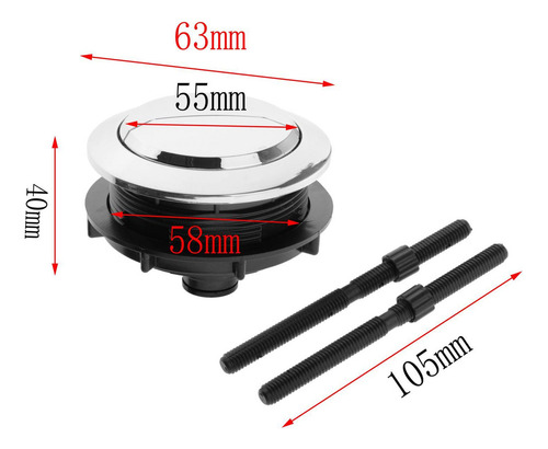 2 X 48/58mm Inodoro Doble Botón De Lavado De Presión 58 Mm