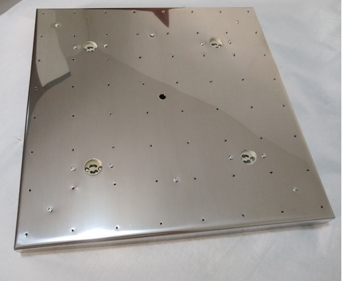 Base De Aço Inox 40cm 64 Furos Montagem Lustres