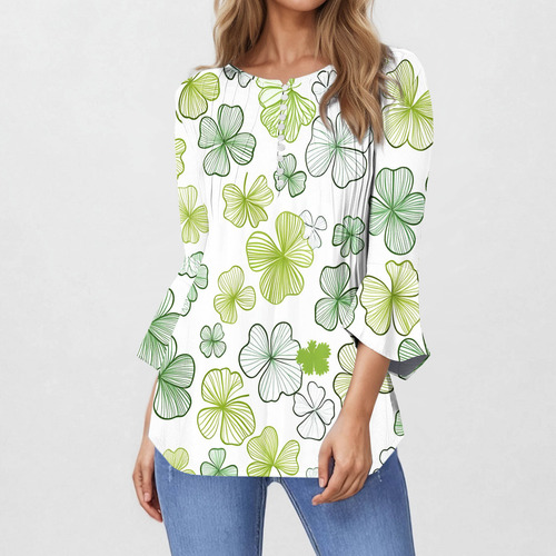 Blusa D De Moda Casual Con Botones Para Mujer