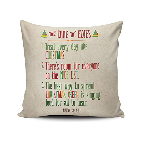 Buddy The Elf The Code Of Elves Funda De Almohada Decor...