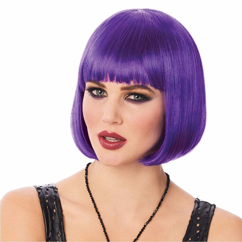 ¡ Peluca Corta Morado Fantasía Para Fiestas & Halloween !!