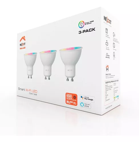 Pack x3 Lámpara LED Inteligente WIFI NEXXT A19 RGB Configurable