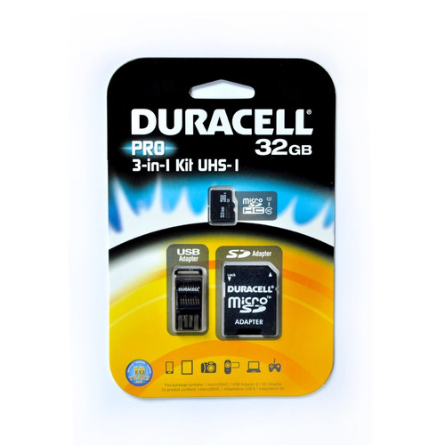 Tarjeta Micro Sd 32gb Duracell Clase 10 Adaptador 3 En 1