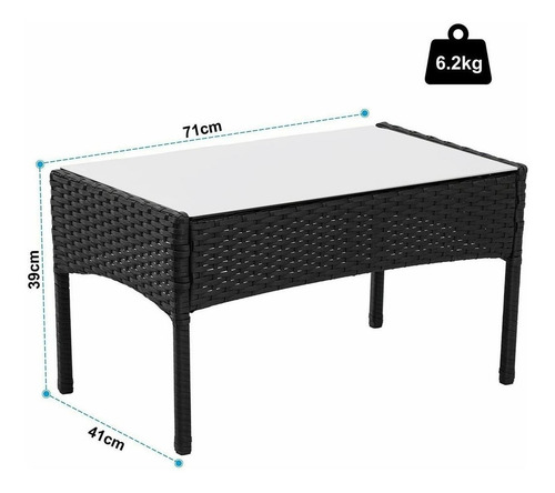 Set Juego De Jardin 4 Piezas Patio Rattan Mesa De Vidrio
