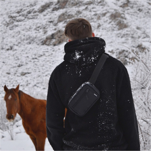 Riñonera Morral Hombre Urbana Unisex Resistente Moda Negro Lisa