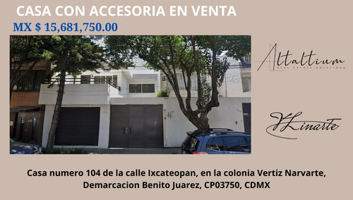 Casa Con Accesoria En Venta En La Narvarte Cdmx I Vl11-bd-057