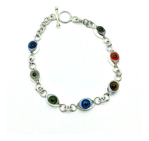 Pulsera Ojo Turco Multicolor Azul Protección Plata 925 M1