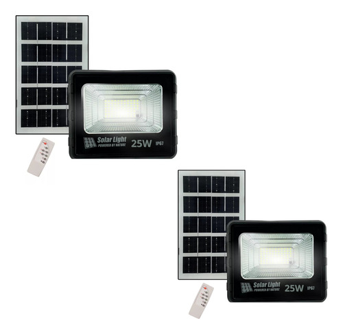 2 Pack Reflector Luz Led Solar 25w Ip67 Exteriores