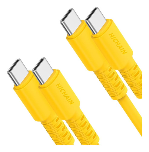 Paquete Hichain De 2 Cable De Cargador Usb C Amarillo 6.5 Pi